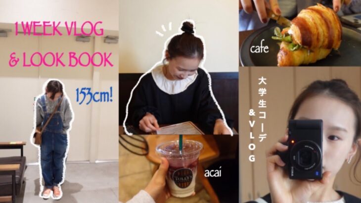 【LOOK BOOK】153cm低身長大学生の1週間コーデ＋vlog📷✨ 松本のおすすめカフェ紹介🥐🤎